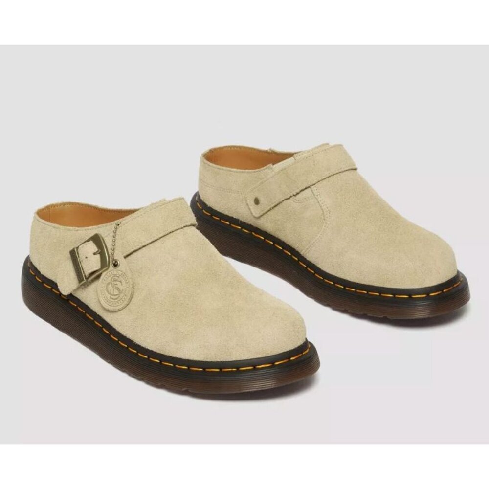 Dr. Martens Isham Desert Oasis Suede Mules in Parchment Beige Men's Size 12